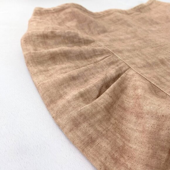 ENOCHIAN BEIGE LINEN CANVAS SIDE FLUTTER PENCIL SKIRT - 10 - Picture 7 of 8